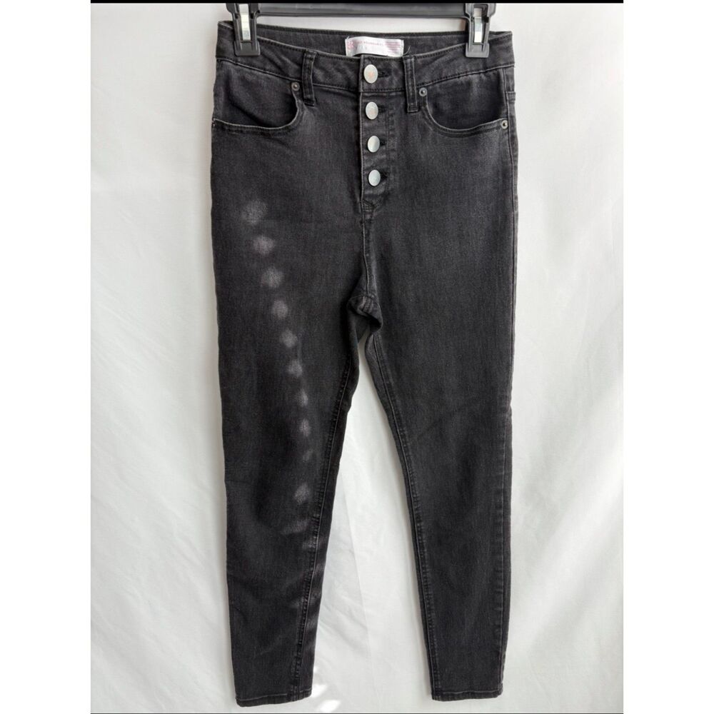 No Boundaries Skinny Charcoal Black Jeans High Waisted Button Front Size 7